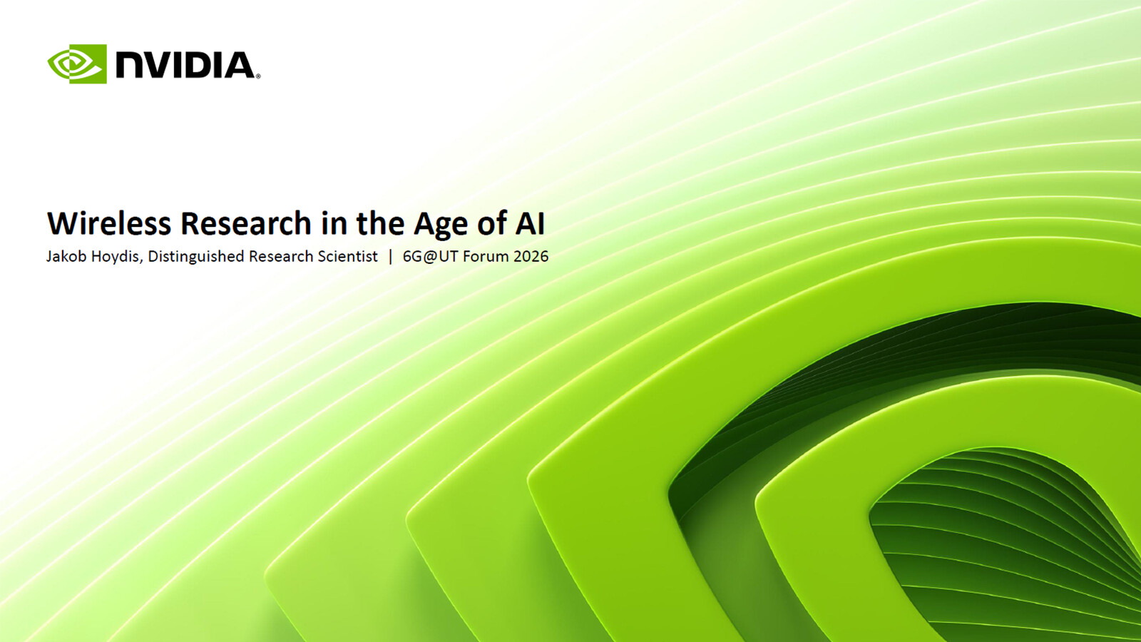 Presentation title slide Wireless Research in the Age of AI