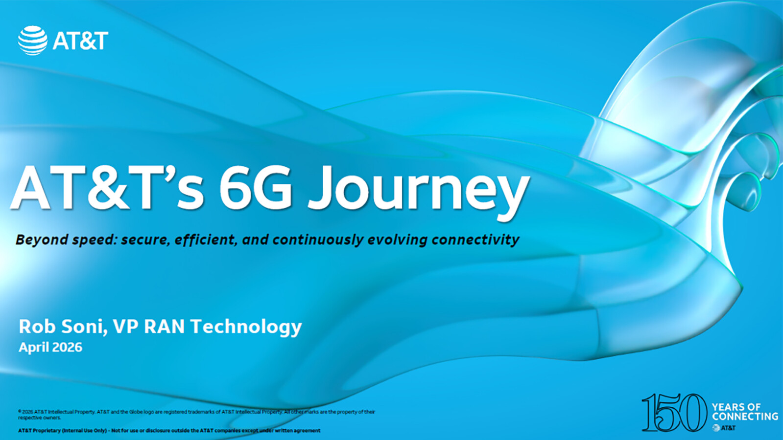 Presentation title slide AT&T's 6G Journey