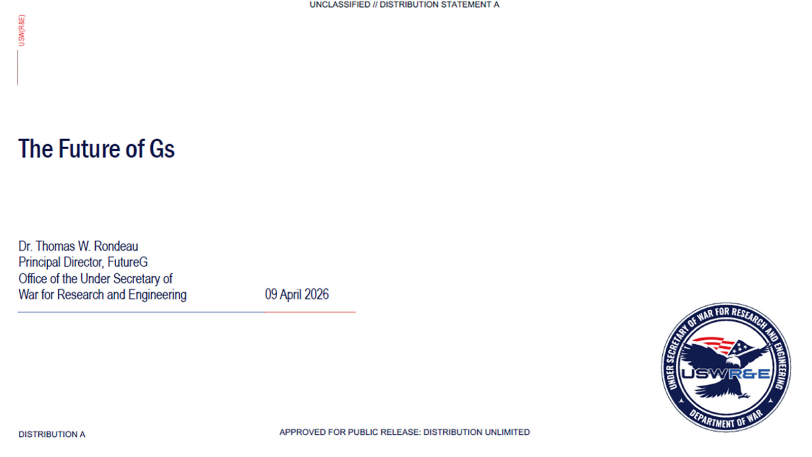 Presentation title slide The future of Gs